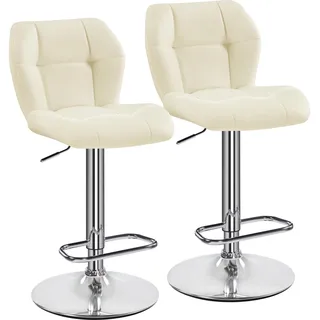 Yaheetech Barhocker 2X Höhenverstellbar Barstühle mit PU-Bezug Beige
