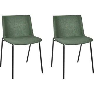 BELIANI Esszimmerstuhl 2er Set Dunkelgrün Stoffbezug mit Schwarzen Metallbeinen ohne Armlehnen Modern Wohnzimmer Esszimmer Küche Ausstattung Möbel - Grün, Schwarz