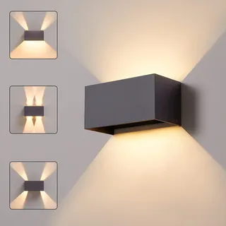 CELAVY LED Wandleuchte Wandlampe innen aussen, Außenlampe Außenleuchte Anthrazit IP65 Modern Aussenleuchte Wand UP Down Außenwandleuchte Ausenbeleutung Hauswand Wohnzimmer Einstellbar Lichtstrahl