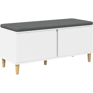 Flurbank mit Kissen mit Speicher mit Tür Weiß 100 x 38 x 46 cm - Weiß