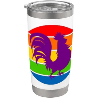Gay Pride Großer violetter Hahn, Regenbogen-Flagge Doppelwandiger Edelstahl-Thermobecher