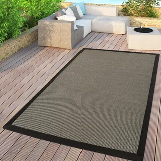 TT Home Flachgewebter In- & Outdoor Teppich Einfarbig Uni Natürlicher Look Braun Modern Größe 120x170 cm - Braun
