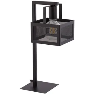 Industrie Tischlampe Schwarz Lesen Licht E27 h:45 cm eckige Büro Leuchte