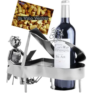 BRUBAKER Wein Flaschenhalter Pianist Klavierspieler Metall Skulptur mit Geschenkkarte
