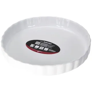 Crealys 512734 Antihaftbeschichtete Keramik-Kuchenform – Weiße Kuchenform, Durchmesser 28 Zentimeter – Runde antihaftbeschichtete weiße Keramik-Kuchenform – Quicheform