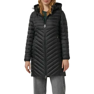 Steppmantel S.OLIVER, Damen, Gr. 42, schwarz, Web, Obermaterial: 100% Polyester, unifarben, schmal ca. Mitte Oberschenkel, elastischer Bund, Mäntel Steppmantel, im Slim Fit, abnehmbare Kapuze