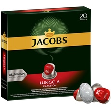 Jacobs Kaffeekapseln Lungo Classico, Intensität 6 von 12, 20 Nespresso®* kompatible Kapseln für 20 Getränke