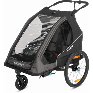 Cube Double Pure Kinderanhänger schwarz/grau