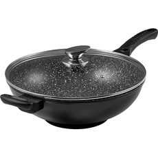 Pradel Excellence 52885M Wok in Stein-Optik mit Glasdeckel, 32 cm