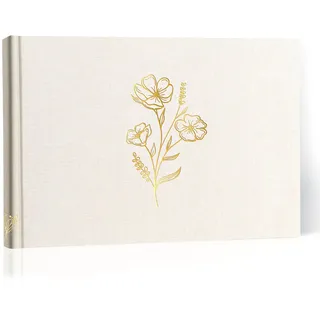 Glodenmemo Fotoalbum zum Einkleben, Fotobuch mit 60 weißen Seiten mit Pergamin Trennblätter, Foto Album mit Leinen Einband, bis zu 180 Bilder, Hochwertiges Papier, 29,5 x 21,5 cm (Beige)