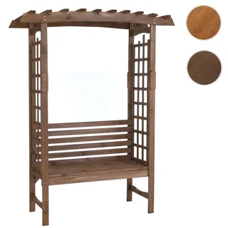 Rosenbogen mit Sitzbank HWC-Q21, Gartenbogen Rankhilfe Bank Gartenbank Holz FSC®-zertifiziert 201x16