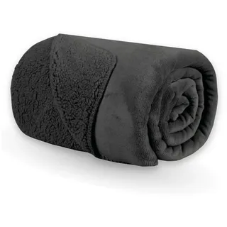 BestLivings Kuscheldecke XXL 150x200cm Schwarz Flauschige Wendedecke, Flanell Sherpa-Fleece, Dicke Sofadecke - öko-tex - Couchdecke Tagesdecke