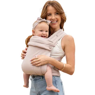Infantino Honey Blossom Babytrage, Ergonomisch, M-Position, Gleitsitz, Kreuzträger, 3,2–18,1 Kg, Toasted Almond