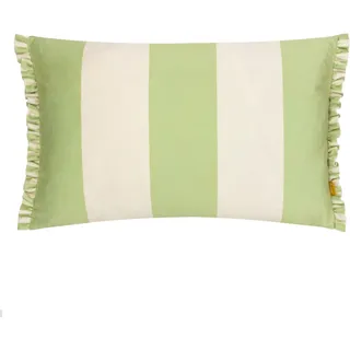 furn. Araya Gestreiftes Samtkissen mit Rüschen, Federfüllung