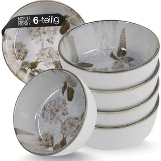 Moritz & Moritz BLOSSOM Müslischalen Porzellan 6er Set - Müslischüssel mit floralem Design - 610ml Volumen - Ideal auch als Müsli bzw. Smoothie Bowl - Spülmaschinen- & mikrowellenfeste Müslischale