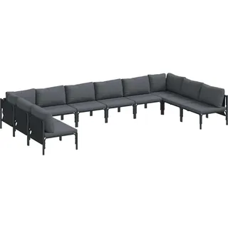vidaXL Gartensofa-set mit Kissen 10 pcs Schwarz Stahl - Grau
