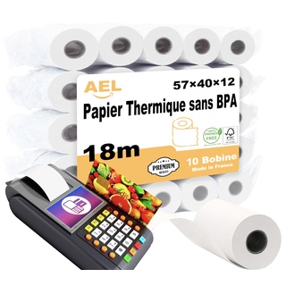 Amazinnov - Packung mit 10 Rollen, 57 x 40 x 12 mm, 18 m, 55 g/m2, Thermopapier für Bankkarten: High-Definition-Druck für CB-Zahlungsterminals (57 x 40 x 12 mm, Lot10)