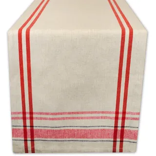 DII Tischläufer im Landhausstil, gestreift, französischer Stil, 35,6 x 274,3 cm, Taupe/Rot