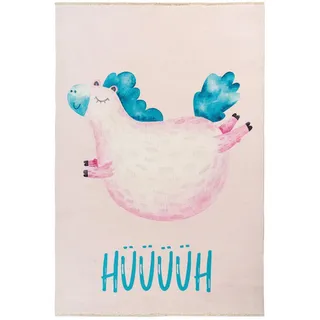 Obsession Kinderteppich , Hellrosa, Pastellblau , Textil , Pferd , rechteckig , 115x170 cm , Global Recycled Standard (Grs) , für Fußbodenheizung geeignet, lichtunempfindlich, waschbar, pflegeleicht, leicht zusammenrollbar, rutschfeste Unterfläche , Teppiche und Böden, Teppiche, Kinderteppiche