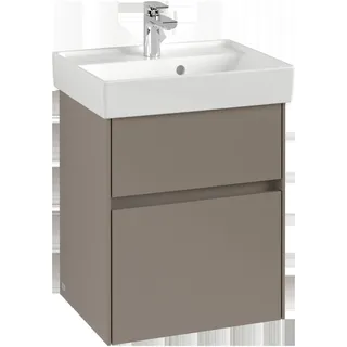 Villeroy & Boch Collaro Waschbeckenunterschrank, 2 Auszüge, Waschbecken mittig, mit integrierter Beleuchtung, 460x546x374mm, C006B0AH, Farbe: Front/Korpus: Wine Red, Griff: Volcano Black
