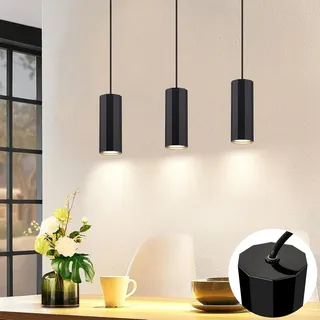 Glitzerlife Hängelampe 3 Flammig Esstisch Schwarz - Pendelleuchte GU10 Retro Industrial Esszimmerlampe Hängend Metall Hangeleuchte für Küche Schlafzimmer Esszimmer Wohnzimmer