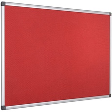 Bi-Office Filztafel Maya, Mit Aluminiumrahmen, Rote Filzoberfläche, Zum Gebrauch Mit Pinnnadeln, Pinnwand, 90 x 60 cm