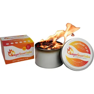 Lagerfeuerliebe® Lagerfeuer to go | bis zu 4 Std. Brenndauer | wiederverwendbar, leicht & sicher | Ø 11 cm | klein & praktisch | Nachfüllbar | Tischfeuer | Feuerschale |