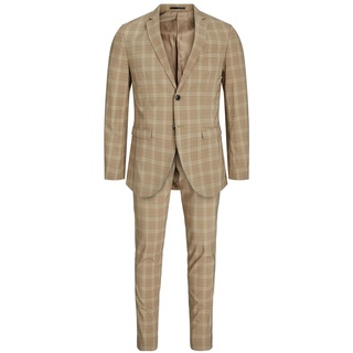 JACK & JONES Men's JPRFRANCO Check Suit SN Anzug, Petrified Oak/Checks:SUPER Slim FIT, 52