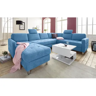 sit&more Wohnlandschaft Kunstleder U-Form 3-Sitzer Blau