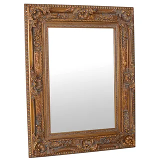 Palazzo Wandspiegel Marquise de Pompadour – Französischer Barock-Spiegel mit vergoldetem Holz-Stuck-Rahmen, 99×130×8 cm, Spiegelglas 60×90 cm, horizontale & vertikale Montage