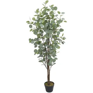 Decovego Künstlicher Eukalyptus, Kunstpflanze, Kunstbaum 140 cm, Innendekoration für Wohn- & Büroräume, pflegeleicht & immergrün