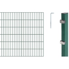 Alberts 650193 Doppelstabmattenzaun als 10 tlg. Zaun-Komplettset | verschiedene Längen und Höhen | kunststoffbeschichtet, grün | Höhe 120 cm | Länge 8 m