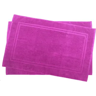 Julie Julsen 2er Pack 70 x 120 cm Badvorleger in Premium Qualität 900 gm2 in aktuellen Farben und 4 Größen aus Baumwolle Badematte Badteppich Duschvorleger Design Doppel Rahmen Pink