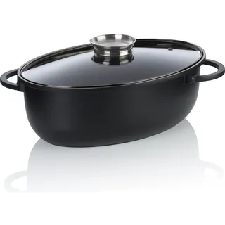 kela Bräter oval 8 Liter ATURA, Dutch Oven, Gussbräter mit Deckel Induktion, Aluguss keramisch beschichtet, PFAS frei