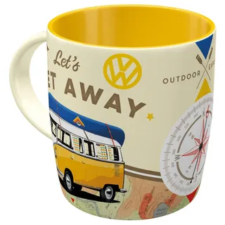 Nostalgic-Art Retro Kaffee-Becher, 330 ml, VW Bulli – Let's Get Away – Volkswagen Bus Geschenk-Idee, Original Lizenzprodukt (OLP), Keramik-Tasse, Vintage Design