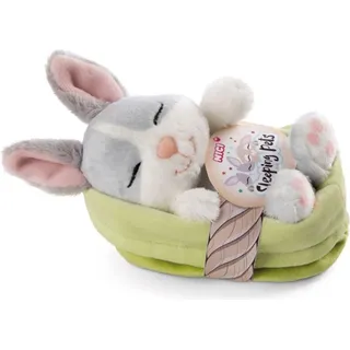 Nici Kuscheliges Graues Häschen Schläft In Korb Teddy 12 Cm Rosa  Rosa One Size - Rosa