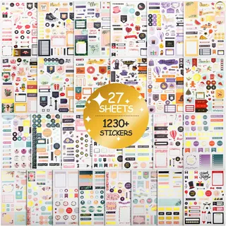 FEMBW 27 Blätter 1230 Stück 2026 Bullet Journal Sticker für Kalender, Tagebuch und Planer Sticker Fotoalbum – Bullet Journal Zubehör