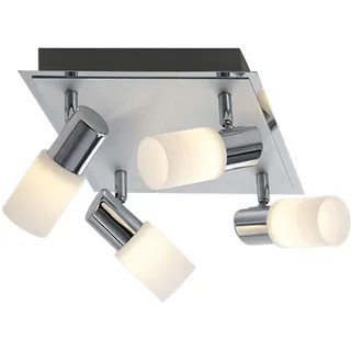 Trio Trio-Leuchten 4 Aluminium gebürstet/chrom, Glas weiß gewischt, 23 x 23 cm