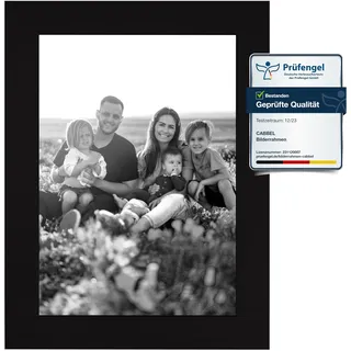 CABBEL Bilderrahmen 15x21 cm, Schwarz, stabiles MDF-Holz Rahmen, bruchsicherem Plexi-Glas, zum Aufhängen & Aufstellen, ideal für Fotos/Bilder/Collage