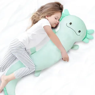 Dalmao 120cm Riesen Axolotl Plüsch Gefülltes Tier, Große Grün Axolotl -Kissen -Kissenspielzeug im Dunklen, Riesigen Schlaftkissen für Kinder, Geburtstag, Ostern