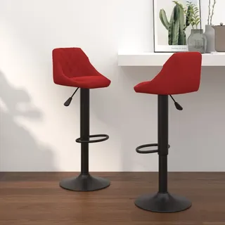 The Living Store Barhocker 2 Stk. Weinrot Samt - Rot