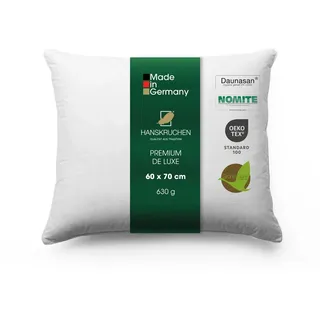 Hanskruchen® Premium de Luxe Daunenkissen 60x70 cm - Made in Germany Daunen Kopfkissen aus 100% Baumwolle - 3 Kammer Daunenkissen für Allergiker [1er Pack]