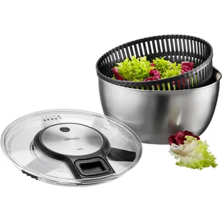 GEFU Salatschleuder SPEED WING Edelstahl Ø 27 cm 5 Liter Silber
