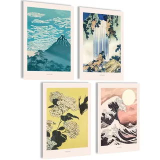 mojoliving Japan Poster Japan Deko Japanische Deko Aesthetic Bilder Anime Japanische Bilder Anime Poster Wohnzimmer Geschenk (Hokusai Set)