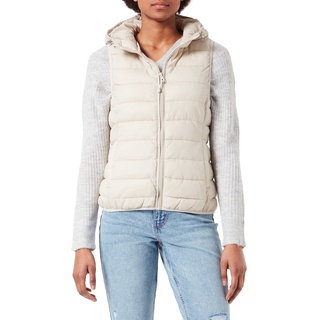 ONLY Damen Puffer Weste | Wattierte Stepp Übergangsjacke mit Kapuze | Basic ohne Ärmel ONLNEWTAHOE, Farben:Beige, Größe:XL