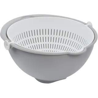KEEEPER 2-in-1 Schüssel und Sieb, Groß, Spülmaschinengeeignet, Stella, Nordic Grey (Grau)