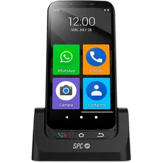SPC Zeus 4G Pro + Gehäuse - Smartphone für Senioren | Einfacher Modus mit XXL-Symbolen | SOS-Taste, Fernkonfiguration | 4GB RAM, 64GB ROM, Android 11, 13MP Kamera, Ladestation, 5,5", Schwarz