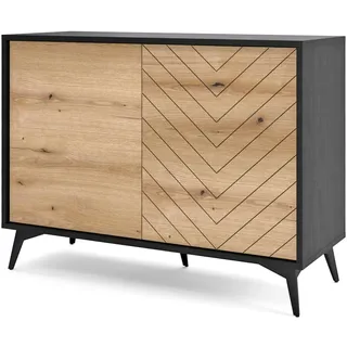 Selsey Boulia Sideboard, Holzwerkstoff Metall, Schwarz, 104 cm breit