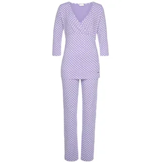 LASCANA Damen Umstandspyjama lila-weiß Gr.32/34