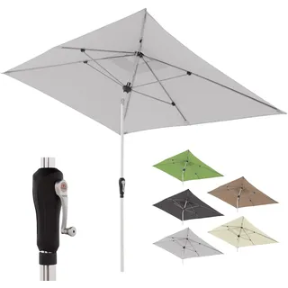 Doppler Sonnenschirm SL-AZ Auto Tilt 190x290 cm Hellgrau I Gartenschirm knickbar I Kurbelschirm mit UV-Schutz 80+ I Kurbelschirm aus Aluminium I regenabweisendes Polyester-Schirmdach